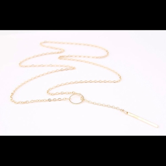 🌼 NEW GOLD HOOP AND CHAIN ADJUSTABLE NECKLACE - Picture 2 of 2